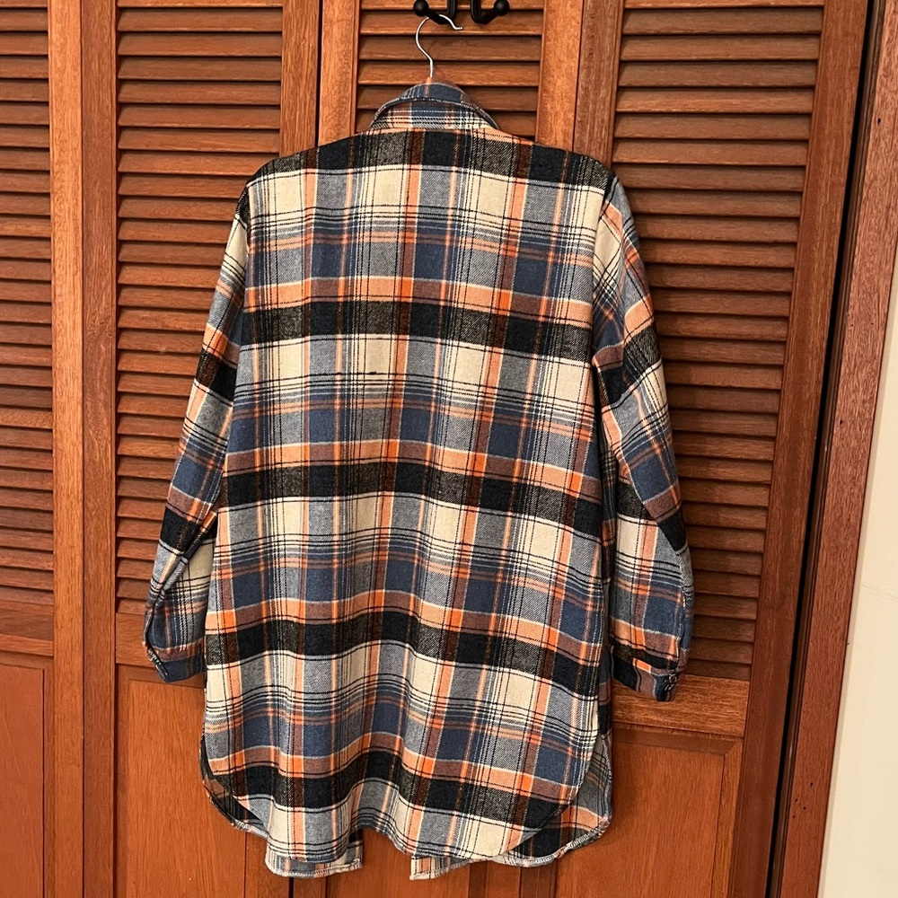 Adora blue and orange Plaid Shacket